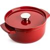 KitchenAid Cast Iron Cocotte in Ghisa Smaltata con Coperchio, Ø 22cm, Rotonda, 3,3L, 4,5kg, Alta Qualità e Durevole, Cuocere, Friggere, Senza PFAS, Induzione,Manico Ergonomico,Forno 260°C,Rosso Impero