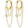 ORAZIO Orecchini a Cerchio in Argento Sterling 925 Orecchini a Catena Orecchini Pendenti per Donne Ragazze Cubic Zirconia Huggie Orecchini Placcati Oro Moda Infilatore Orecchini a Cerchio con Catena