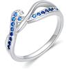 Waysles Anello da donna con onda in argento sterling 925 Anello con onda oceanica non regolabile con zirconi Anello con onda blu Regalo per donna Fidanzata