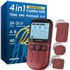 Kongzee 4 in 1 - Unità TENS e fai da te, stimolatore muscolare EMS e massaggio, macchina terapeutica con unità TENS a doppio canale per alleviare il dolore (Rosso)
