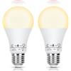 Aigostar Lampadina LED E27 con Sensore di Movimento 12W, Luce Calda 3000K, 1170 Lm, Lampadine LED A60, Auto On/Off, Non Dimmerabile, Per Corridoio, Garage, Scale, Pacco da 2 Unità