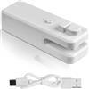 NathrBTV Mini Sigillatore Termico Per Sacchetti 2 in 1 Portatile USB Ricaricabile Sigillatrice per Sacchetti per Sigillare Sacchetti Con Cavo di Ricarica Sigilla Sacchetti