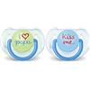 AVENT Philips Avent SCF172/71 Succhietti Love Papà e Kiss Blue, Tettarelle Ortodontiche, Senza BPA (6-18 Mesi) - 2 Pezzi