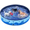 Yaheetech Piscina per Cani Gatti Pieghevole, Vasca da Bagno in PVC, Piscinetta per Animali Domestici Rigida Portatile Antiscivolo all'Aperto Giardino, 160 x 30 cm Blu Oceano