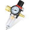 Huamirra Riduttore di Pressione Aria Compressa, Unità di Mantenimento Aria Compressa 1/4 con Separatore D'acqua, Regolatore di Pressione del Compressore, Attacco Rapido e Manometro (Nero)