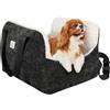 Pawaboo Seggiolino Auto per Cani Piccoli, Sedile Auto con Fibbia Fissa e Guinzaglio di Sicurezza per Cuccioli, Seggiolino Auto con Letto Addensato, Letto da Viaggio per Cane Fino a 25Lb, Nero