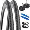 YunSCM 2PCS Pieghevole 28 Pollici pneumatici 28x1.10 700x28C ETRTO 28-622 Plus 2PCS 700C Camera d'aria FV60mm Valve compatibile Bicicletta 700x28C 700x30C copertoni e Camera d'aria