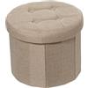 DRW Pouf pieghevole con contenitore in poliestere in grigio 38 x 38 x 38 cm