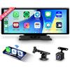 Hodozzy 2025 Hodozzy Schermo Carplay Android Auto Senza Fili, Stereo Auto Portatile Bluetooth da 10,26 pollici con Touch Screen IPS/Youtube/Controllo Vocale/Trasmettitore AUX/TF/OTA/FM+Telecamera Posteriore