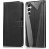 SMYTU Custodia per Samsung Galaxy A54 5G + Vetro Temperato,Cover a Libro Samsung Galaxy A54 5G,Custodia Flip in Pelle Magnetica Portafoglio Per Samsung Galaxy A54 5G - Nero