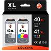 COCCINK CL-41 XL PG-40 XL cartuccia d'inchiostro compatibile con cartucce per Canon 40 41 MP150 MP160 MP470 iP1200 iP1600 iP1800 iP1900 iP2200 iP2500 iP2600 Stampanti (1 Nero, 1 Colore)