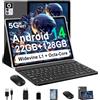 ZIOVO Tablet Android 14 Tablets 10 Pollici, 22GB RAM+128GB ROM (TF 1TB), 5G WiFi Tablets, Supporto Widevine L1/Octa-Core/8000mAh/Corpo Metallico/8+5MP, 2 in 1 Tablet con Tastiera e Mouse- Nero