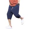 HIFI7 Pantaloni Uomo 3/4 Cotone Lino Pantaloncini Shorts Estate Leggero (IT, Testo, L, Regular, Regular, Blu Navy)