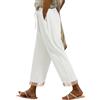 PASUDA Pantaloni Donna Estivi Casual Cotone Pantalone Leggeri Larghi con Coulisse Elastico Pantaloni Vita Alta Gamba Dritta Pantaloni con Tasche (Bianco, XL)