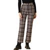 Allegra K Pantaloni da lavoro da donna a vita alta Plaid Tartan Check Button Gamba dritta Pantaloni casual, Giallo, 44