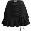 Aupuls Gonna da donna con pantaloni, gonna corta, con volant, rockabilly per Kernaval, Nero , M
