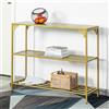 HDANI Consolle Ingresso,Tavolo Console con 2 Ripiani di Rete Metallica,Tavolino da Divano, Corridoio,Entrata,Soggiorno,100 x 30 x 80cm,Stile Industriale,Oro