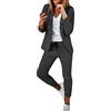ADMAY Completo da Donna con Risvolto in Due Pezzi, Completo da Ufficio, Giacca a Maniche Lunghe, Pantalone, Tailleur Pantalone Slim Fit Giacca Morbida