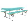 Brandsseller Set Birreria 3 pezzi - 2 Cuscini imbottiti per Panche 220x25 cm e 1 Tovaglia 240x70 cm - Ideale per Sagre, Giardino, Feste all'aperto - Blu Acqua