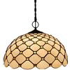 Yjmgrowing Lampada a sospensione in vetro colorato con perline da 16 pollici con lampada a sospensione a 3 luci in stile Tiffany per apparecchio di illuminazione di corridoio cucina sala da pranzo,220V, E27,C2
