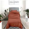 IlGruppone Il Gruppone Passione Casa Set Lenzuola 100% Cotone Di Flanella Completo Letto Made In Italy Anti-Pilling Tinta Unita Lenzuolo Sopra Sotto Federe (Singolo, Terra)