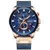 CURREN Orologio da polso da uomo, tre sub quadrante, display con data, cinturino in pelle, casual, analogico, al quarzo, blu 8346, Blu, 22, Cinturino