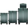 SIGN Valigia rigida da viaggio trolley in ABS, leggera, 4 ruote doppie (set centrale per bagaglio a mano, grande, verde smeraldo, Set da 3, Valigetta rigida con ruote doppie