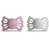 FRIGG Lucky Confezione da 2 ciucci | Ciuccio in silicone | Senza BPA | Prodotto in Danimarca | Ciuccio simmetrico | Primrose/Silver Gray (Taglia 1 (0-6 Mesi))
