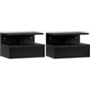 HOMCOM Set da 2 Comodini Sospesi da Camera da Letto, Comodini da Camera da Letto Moderni, con Cassetto e Mensola Superiore in Legno, 35x32x22.5cm, Colore Nero