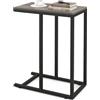 LIFEZEAL Tavolino Laterale da Divano a Forma di C, Tavolino da Caffè, Tavolino Basso da Salotto, Serviletto, Legno+Metallo, Piccolo, Decorativo, Industriale, Soggiorno, 45,5x25,5x64cm, Grigio