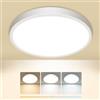slochi Plafoniera LED Soffitto, 3000K/4000K/6500K IP44 Impermeabile Lampada da Soffitto, 1500LM 15W Plafoniera Bagno per camera da letto, Cucina, Soggiorno, Balcone, Ø18cm