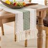 DakTou Runner da Tavolo Moderno Boho Verde Salvia Cotone Lino Rustico Macramè Nappa Cucina Tavolo da Pranzo Decorazione Lavabile Runner per il Tavolo per Festa Cucina Caffè 30 x 180 cm