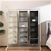 BrilliantJo Organizzatore per Guardaroba Sospeso 6 Ripiani con 1 Cassettiera Rimovibile Flessibile 1 Diviso in 2 (2X3 Ripiani) Portaoggetti per Armadio, Ripiani Sospesi con 4 Tasche per Vestiti Nero
