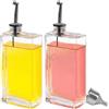 HMJIA Oliera Salvagoccia Set Bottiglie Vetro per Olio e Aceto con Beccuccio in Acciaio Inox 304 Distributore per Bottiglia di Vetro per Cucina e BBQ 500ML 2 Pezzi con Imbuto (500ml - Nero)