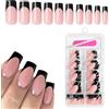 Goiern 120 Pezzi Nero French Press On Nails Quadrate Finte Pizzo Francese Chiodi Pressa Unghie Lunghe Gel Lucide Artificiali