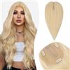 Silk-co Topper Capelli Donna Veri Umani #613 Biondo Sbiancante Clip Extension Hair Topper 10x12cm Silk Base Toupet Capelli Veri 45cm-57g