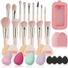 LHLXZQ Set di pennelli per il trucco, 28 pezzi Set di pennelli avanzato per il contorno del viso, fondotinta, sopracciglia, fard, correttore, Set di strumenti per il trucco