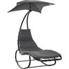 Easycomfort Lettino a Dondolo da Giardino, Sdraio Prendisole, Sedia a Dondolo per Esterno con Seduta Imbottita e Tettuccio Grigio 185x114x190cm