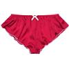 Satini Raso Vita Bassa Aumento Slip scanalati alla Francese Femminuccia Slip Mutandine Biancheria Intima (Rosso - Bianco, XL)