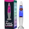 I-TOTAL® - Lampada lava LED con resistenza scalda cera, senza lampadina (ROSA base silver, cera bianca)