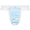 Satini Raso Pizzo a Balze Femminuccia Perizoma Tanga Mutandoni Slip Mutandine Biancheria Intima (Azzurro - Bianco, M)