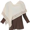 GURU SHOP Poncho leggero stampato, unico, Pixi Poncho, da donna, arancione, cotone, taglia: 40, bianco naturale, 46