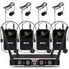 D Debra Audio Pro DU4004 Sistema microfonico wireless a 4 canali UHF con microfoni per cuffie Lavalier, ideale per riunioni e discorsi in chiesa (4 Bodypack)