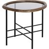 BigBuy Home Tavolino ausiliario nero naturale vetro ferro legno di gomma 61 x 50 x 53 cm