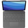 Logitech Combo Touch QWERTZ Tedesco Smart Connector Grigio