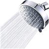 NININI Soffione Doccia Ad Alta Pressione,Testa Doccia Tonda,Getto a Cascata Ad Alta Pressione Effetto Pioggia,5 Impostazioni Spruzzo,Per Soffioni Doccia Da Bagno(Argento,4in)