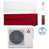 Mitsubishi Climatizzatore Condizionatore Mitsubishi MSZ-AY + Kirigamine Style Rosso Wifi R32 Dual Split Inverter 9000 + 18000 BTU con U.E. MXZ-2F53VF4 Classe A+++/A++