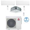 Mitsubishi Climatizzatore Condizionatore Mitsubishi MSZ-AY Wifi + Cassetta R32 Trial Split Inverter 9000 + 9000 + 12000 BTU con U.E. MXZ-3F54VF Classe A+++/A++