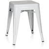 HJH Office 645002 Sgabello Metallo Basso VANTAGGIO Panchetti Impilabili, Sgabelli Bar Industriali, Carico Max 150 kg, Bianco