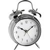 TFA Dostmann - Orologio Doppio Campanello Nostalgia, 98.1043, analogico, Allarme Forte, Funzionamento a Batteria, alloggiamento in Metallo, Argento, Cromato, (L) 117 x (B) 57 x (H) 172 mm